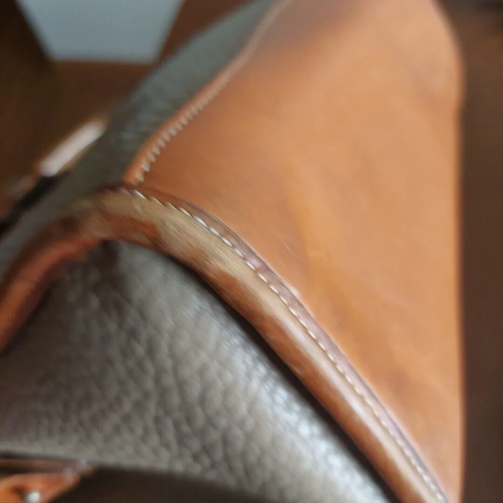 Dooney & Bourke Gray and Tan Pebbled Leather Satchel